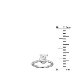 Unique Princess Cut Diamond Engagement Ring F/VS Diamonds 2 Carat 14K White Gold -Fashion Accessories Shop 018120 ruler