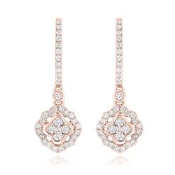 1 Carat 14K White Gold Diamond Drop Earrings For Women By Luxurman -Fashion Accessories Shop 1 carat 14k gold diamond drop earrings for women by luxurman ro