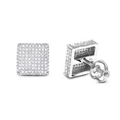 1 Carat Diamond Earrings 14K White Gold Studs