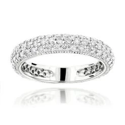 1 Carat Diamond Wedding Band For Women 14K White Gold