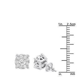 1 Carat Round Halo Diamond Cluster Stud Earrings 14K White Gold By Luxurman -Fashion Accessories Shop 1 carat round halo diamond cluster stud earrings in 14k gold by luxurman rulerwh 1