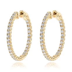 1 Inch Inside Out 2 Carat Diamond Hoop Earrings For Women By Luxurman