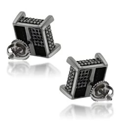 10K Black Plated Gold Black Diamond Earrings Studs 1.31ct -Fashion Accessories Shop 10k gold black diamond earrings 113ct backbl