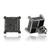 10K Black Plated Gold Black Diamond Earrings Studs 1.31ct