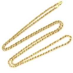 10K Yellow Gold Rope Chain For Men 26-28in 3mm