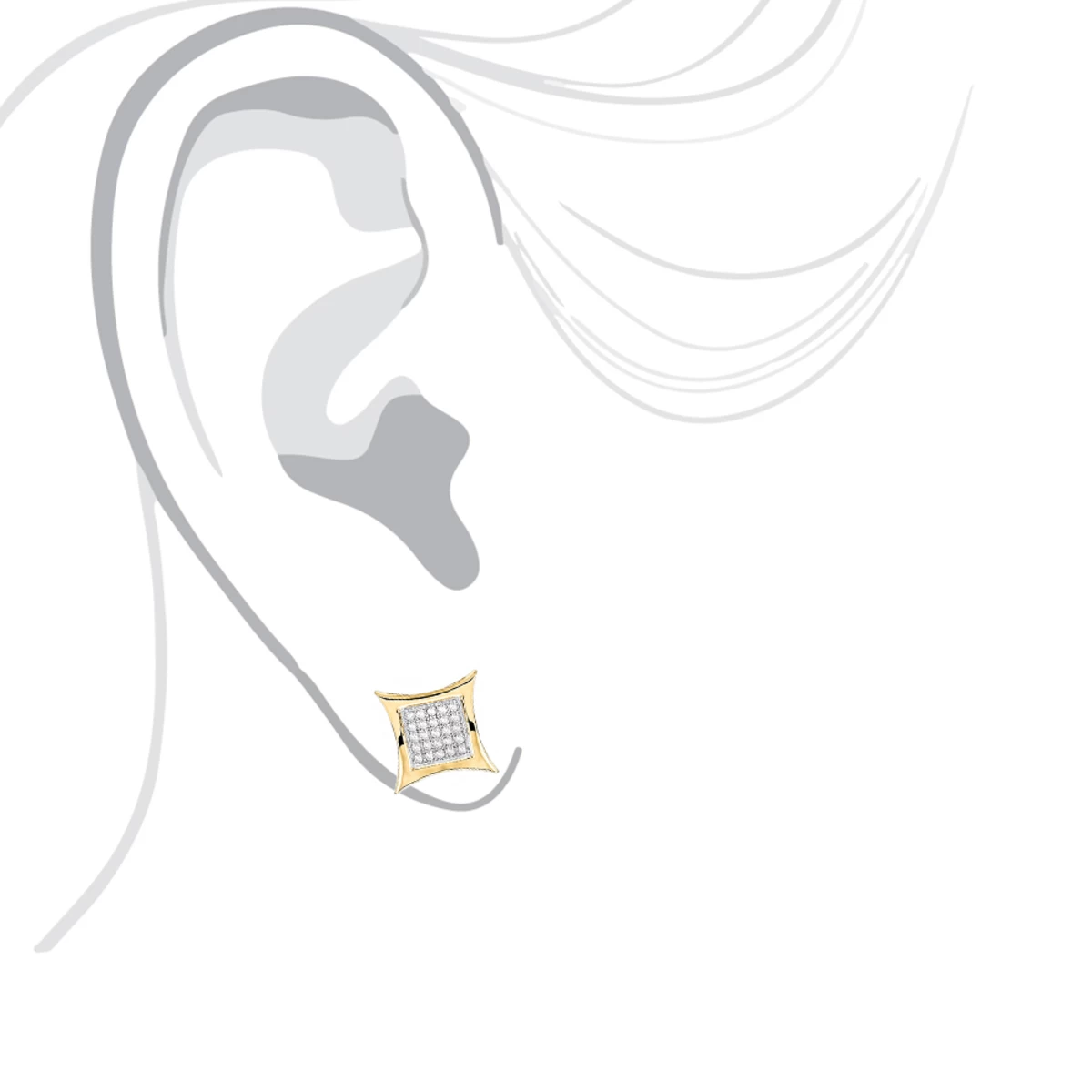 10K White Gold Round Diamond Kite Stud Earrings 0.18ct 7 10K White Gold Round Diamond Kite Stud Earrings 0.18ct - Image 5