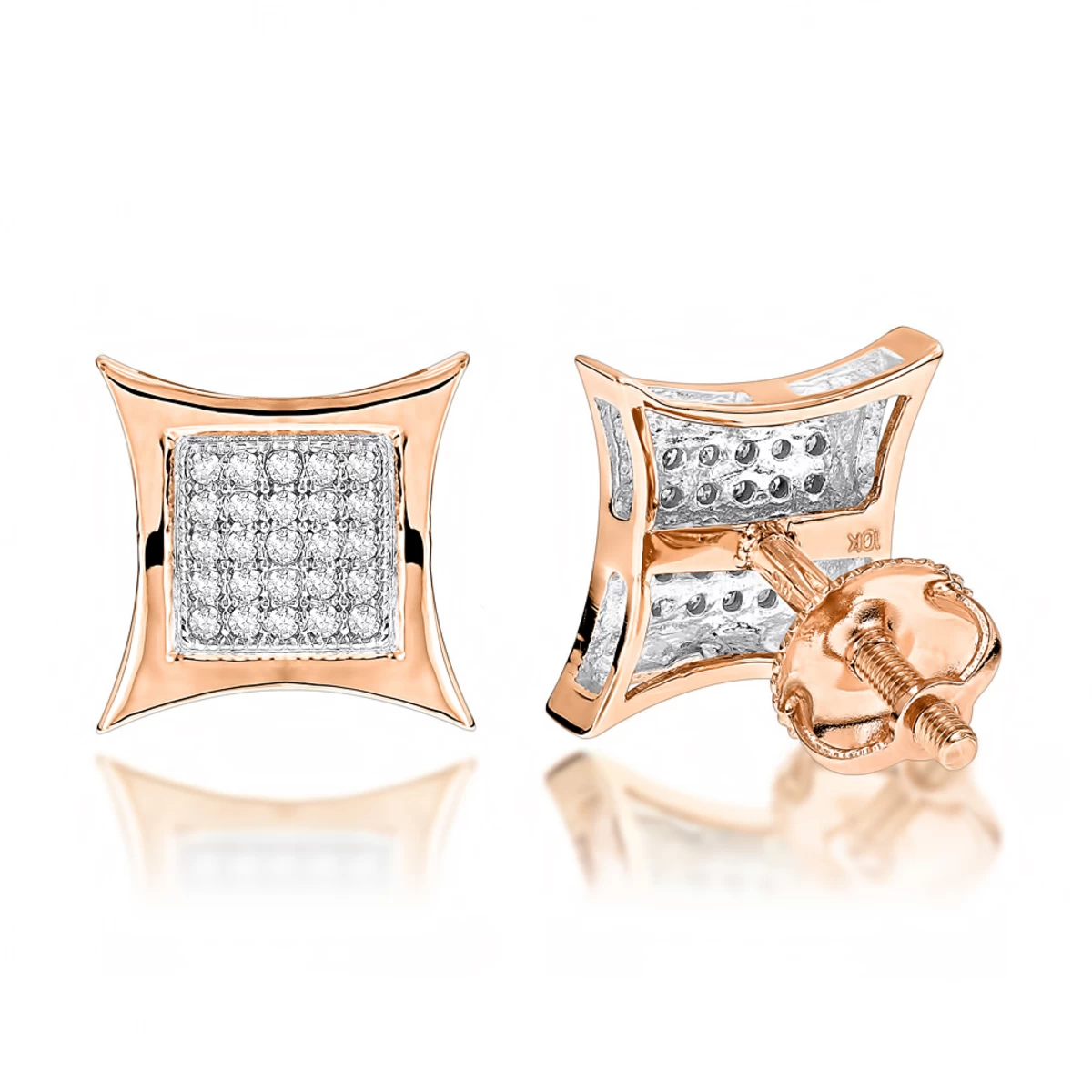 10K White Gold Round Diamond Kite Stud Earrings 0.18ct 5 10K White Gold Round Diamond Kite Stud Earrings 0.18ct - Image 3