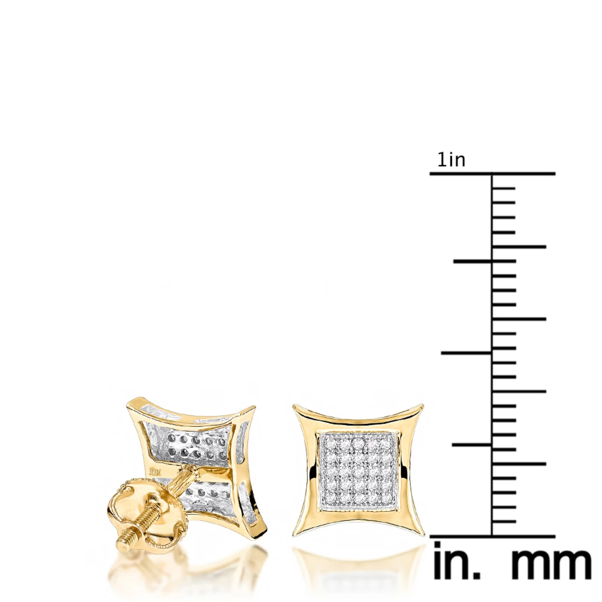 10K White Gold Round Diamond Kite Stud Earrings 0.18ct 8 10K White Gold Round Diamond Kite Stud Earrings 0.18ct - Image 6