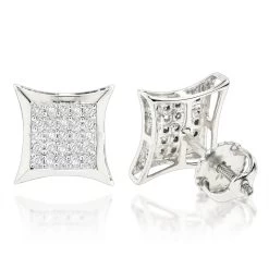 10K White Gold Round Diamond Kite Stud Earrings 0.18ct