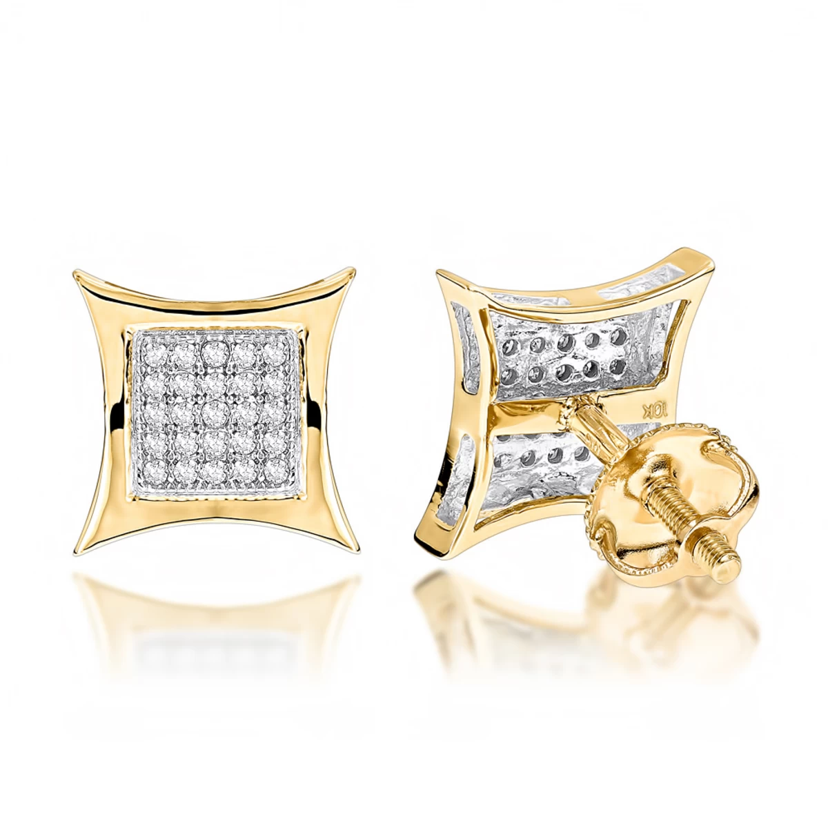 10K White Gold Round Diamond Kite Stud Earrings 0.18ct 4 10K White Gold Round Diamond Kite Stud Earrings 0.18ct - Image 2
