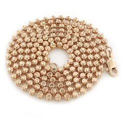 10K Rose Gold Moon Cut Bead Chain For Men 3mm 22-40in