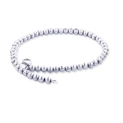 10K White Gold Moon Cut Chain Bracelet 5mm 7.5-9in
