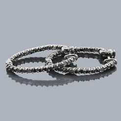 14K Black Plated Gold Black Diamond Hoop Earrings 2.20ct