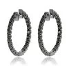 14K Black Plated Gold Black Diamond Hoop Earrings 3.15ct
