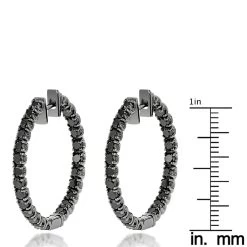 14K Black Plated Gold Black Diamond Hoop Earrings 3.15ct -Fashion Accessories Shop 14k black diamond hoop earrings 315ct p 35673 ruler