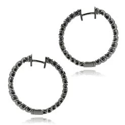 14K Black Plated Gold Black Diamond Hoop Earrings 3.15ct -Fashion Accessories Shop 14k black diamond hoop earrings 315ct p 35673back