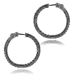 14K Black Plated Gold Black Diamond Hoop Earrings 5.91ct -Fashion Accessories Shop 14k black diamond hoop earrings 591ct p 35683 backbl