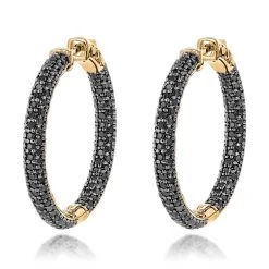 14K Black Plated Gold Black Diamond Hoop Earrings 5.91ct -Fashion Accessories Shop 14k black diamond hoop earrings 591ct p 35683 ye