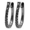 14K Gold Black Diamond Hoop Huggie Earrings 0.2ct 13mm Long