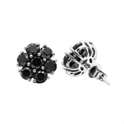 14K Black Plated Gold Cluster Black Diamond Stud Earrings 4.32ct -Fashion Accessories Shop 14k cluster black diamond stud earrings 432ct p 35681 wh
