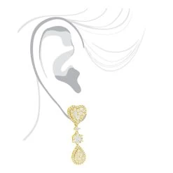 14K White Gold Dangle Diamond Heart Earrings 3ct By LUXURMAN -Fashion Accessories Shop 14k dangle diamond heart earrings 35ct body yellow