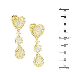 14K White Gold Dangle Diamond Heart Earrings 3ct By LUXURMAN -Fashion Accessories Shop 14k dangle diamond heart earrings 35ct ruler yellow