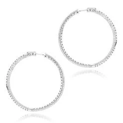 14K White Gold Dazzling 2 Inch Diamond Hoop Earrings Inside Out 7ct -Fashion Accessories Shop 14k dazzling diamond hoop earrings inside out 690ct p 6420 backwh
