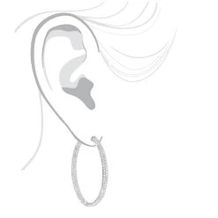 14K White Gold Dazzling 2 Inch Diamond Hoop Earrings Inside Out 7ct -Fashion Accessories Shop 14k dazzling diamond hoop earrings inside out 690ct p 6420 bodwh