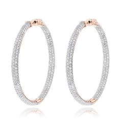 14K White Gold Dazzling 2 Inch Diamond Hoop Earrings Inside Out 7ct -Fashion Accessories Shop 14k dazzling diamond hoop earrings inside out 690ct p 6420 ro