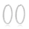 14K White Gold Dazzling 2 Inch Diamond Hoop Earrings Inside Out 7ct