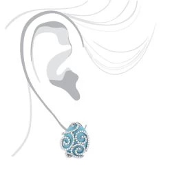 14K White Gold Designer Diamond And Turquoise Earrings 1.10ct -Fashion Accessories Shop 14k designer diamond and turquoise earrings 110ct p 15bod