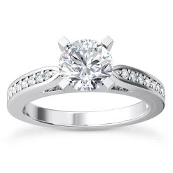 14K White Gold Designer Diamond Engagement Ring 0.68ct