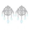 14K White Gold Diamond Chandelier Earrings Blue Topaz 0.64ct