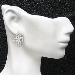 14K White Gold Diamond Chandelier Earrings Flower Motif 0.71ct -Fashion Accessories Shop 14k diamond chandelier earrings flower motif 071ct p 22333bod