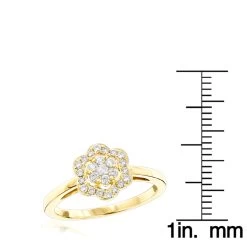 Flower 14K Yellow Gold Ladies Diamond Cluster Ring 0.4 Ct -Fashion Accessories Shop 14k diamond cluster ring 046ct p 41166 rulerye