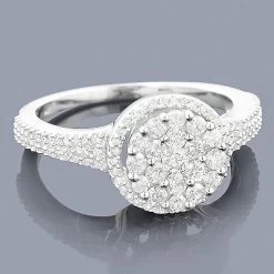 14K White Gold Diamond Cluster Ring 0.67ct