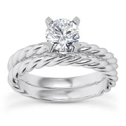 14K White Gold Diamond Engagement Ring Mounting Set