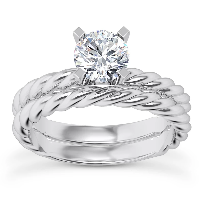 14K White Gold Diamond Engagement Ring Mounting Set 3 14K White Gold Diamond Engagement Ring Mounting Set