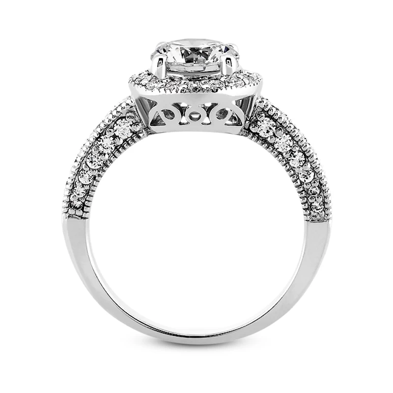 Halo 14K White Gold Diamond Engagement Ring Setting 0.43ct 11 Halo 14K White Gold Diamond Engagement Ring Setting 0.43ct - Image 9