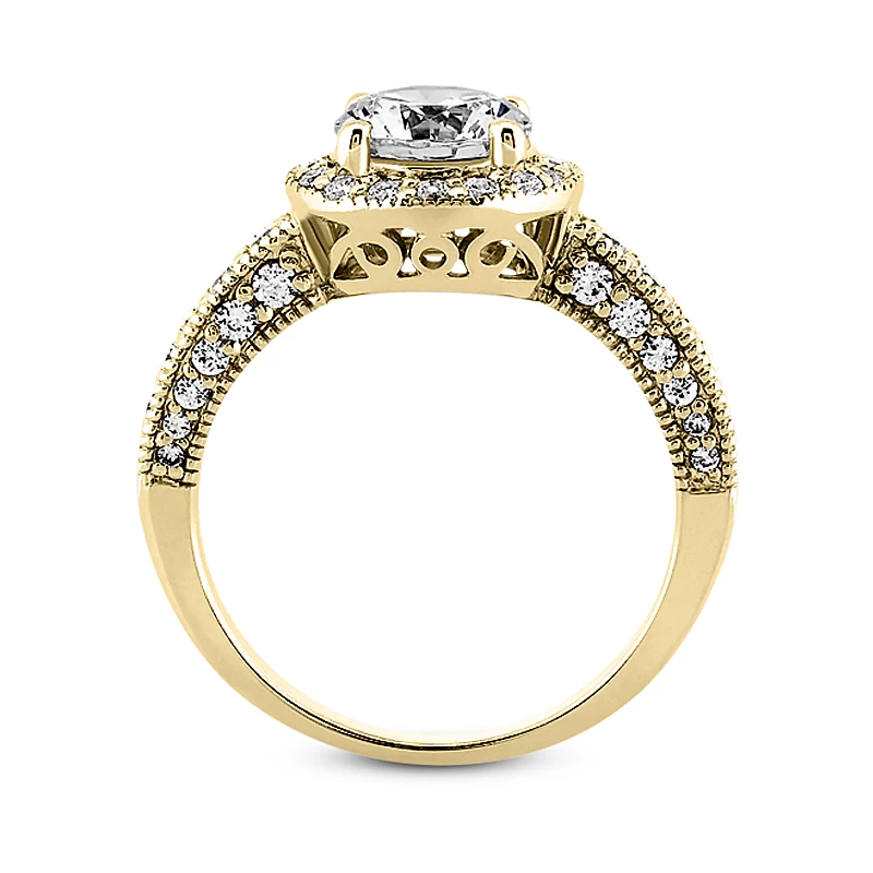 Halo 14K White Gold Diamond Engagement Ring Setting 0.43ct 10 Halo 14K White Gold Diamond Engagement Ring Setting 0.43ct - Image 8