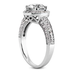 Halo 14K White Gold Diamond Engagement Ring Setting 0.43ct 14 Halo 14K White Gold Diamond Engagement Ring Setting 0.43ct -Fashion Accessories Shop 14k diamond engagement ring setting 043ct p 35058 back white 20220420 20220426