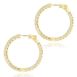 14K White Gold 1 3/8 Inch Diamond Hoop Earrings Inside Out 4.40ct -Fashion Accessories Shop 14k gold 1 inch diamond hoop earrings inside out 440ct p 6283 backye