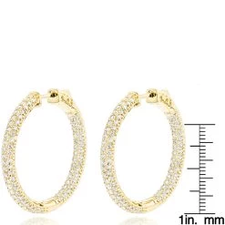 14K White Gold 1 3/8 Inch Diamond Hoop Earrings Inside Out 4.40ct -Fashion Accessories Shop 14k gold 1 inch diamond hoop earrings inside out 440ct p 6283 rulerye