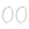 14K White Gold 1 3/8 Inch Diamond Hoop Earrings Inside Out 4.40ct