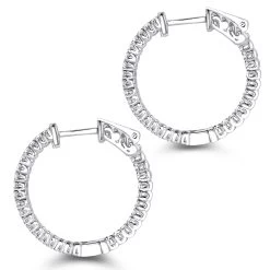 14K White Gold 1 Inch Inside Out Diamond Hoop Earrings 0.6ct By Luxurman -Fashion Accessories Shop 14k gold 1 inch inside out diamond hoop earrings 06ct by luxurman backwh
