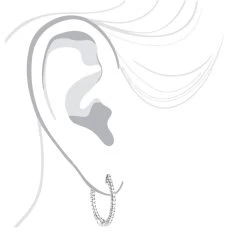 14K White Gold 1 Inch Inside Out Diamond Hoop Earrings 0.6ct By Luxurman -Fashion Accessories Shop 14k gold 1 inch inside out diamond hoop earrings 06ct by luxurman bodwh