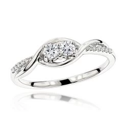 14K White Gold 2 Stone Infinite Love And Friendship Diamond Ring For Women 0.25ct