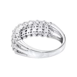 14K Yellow Gold 3 Row Diamond Wedding Band For Women LUXURMAN Anniversary Ring -Fashion Accessories Shop 14k gold 3 row diamond wedding band for women luxurman anniversary ring backwh