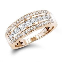 LUXURMAN Anniversary Ring 14K White Gold 3 Row Ladies Diamond Wedding Band 0.6ct 10 LUXURMAN Anniversary Ring 14K White Gold 3 Row Ladies Diamond Wedding Band 0.6ct -Fashion Accessories Shop 14k gold 3 row ladies diamond wedding band 06ct ro