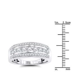 LUXURMAN Anniversary Ring 14K White Gold 3 Row Ladies Diamond Wedding Band 0.6ct 12 LUXURMAN Anniversary Ring 14K White Gold 3 Row Ladies Diamond Wedding Band 0.6ct -Fashion Accessories Shop 14k gold 3 row ladies diamond wedding band 06ct rulerwh